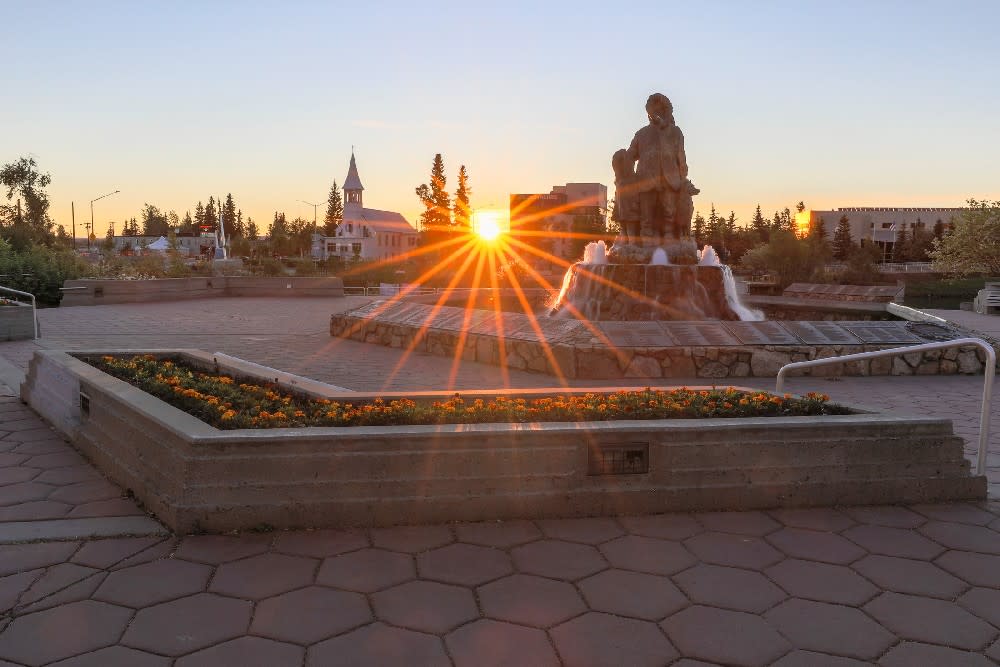 Golden Heart Plaza with sunburst