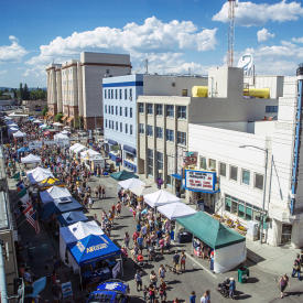 Aerial view of downtown Fairbanks at Midnight Sun Festival