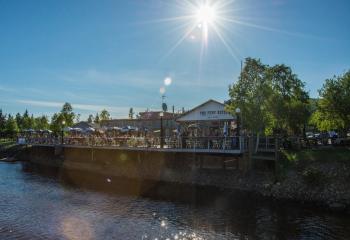 Sunny summer day at The Pump House Restaurant in Fairbanks, Alaska