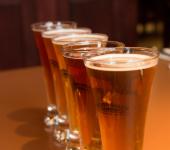 Several beers in glasses