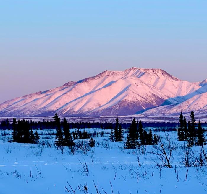 Amy Geiger Explore Fairbanks Eastern Alaska Range winter sunset