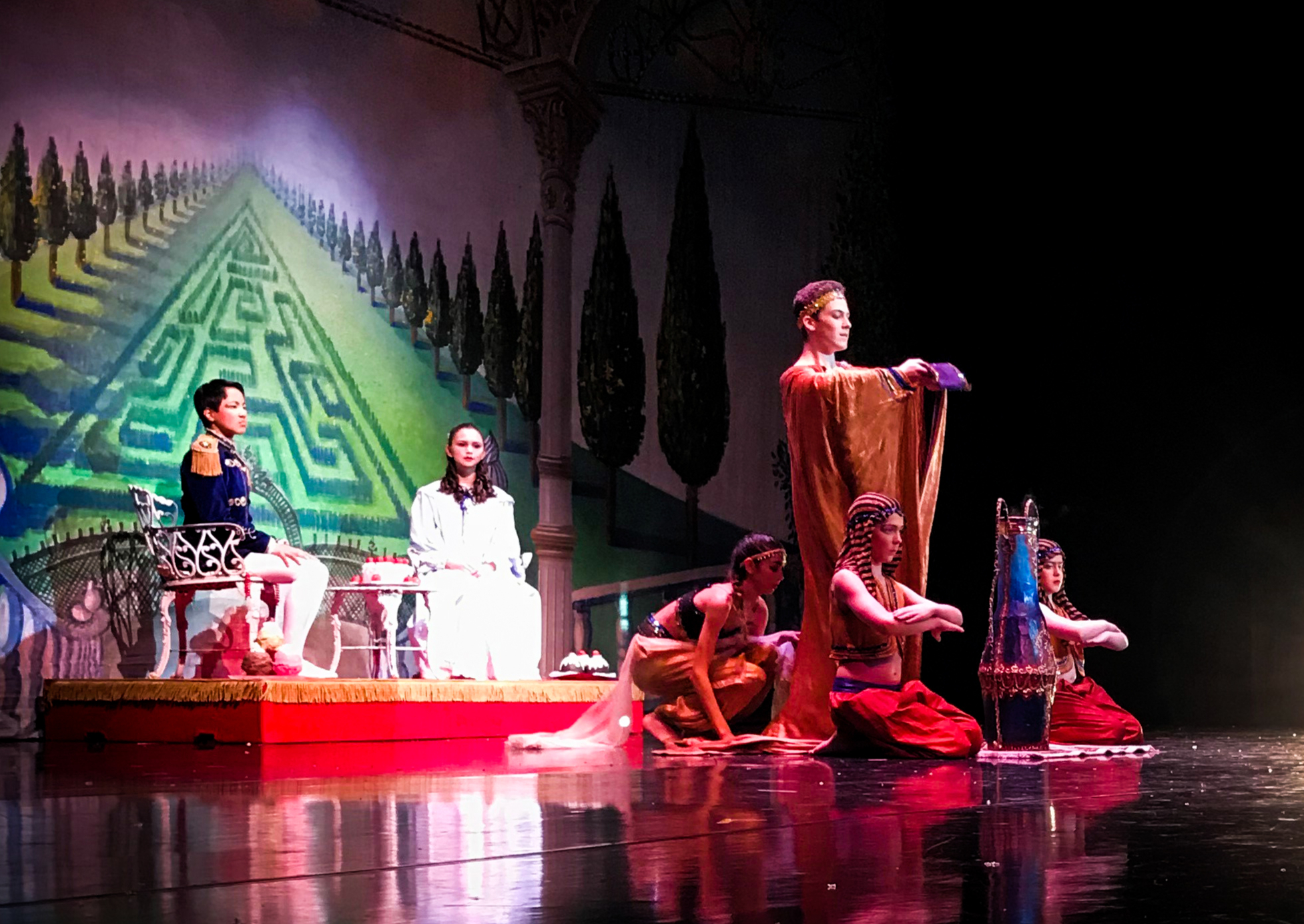 Bill Wright / Explore Fairbanks dancers performing on stage in Nutcracker Ballet